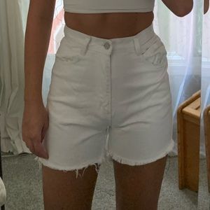 High waisted white jean shorts